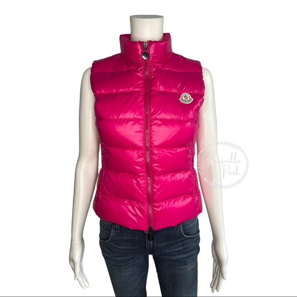 Moncler Bright Pink Puffer Vest Goose Down Padded Hot Pink - Picture 15 of 15